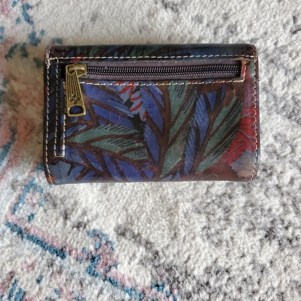 Patricia Nash Multi Color Leather Snap Button Wallet Classic Boho Chic Designer